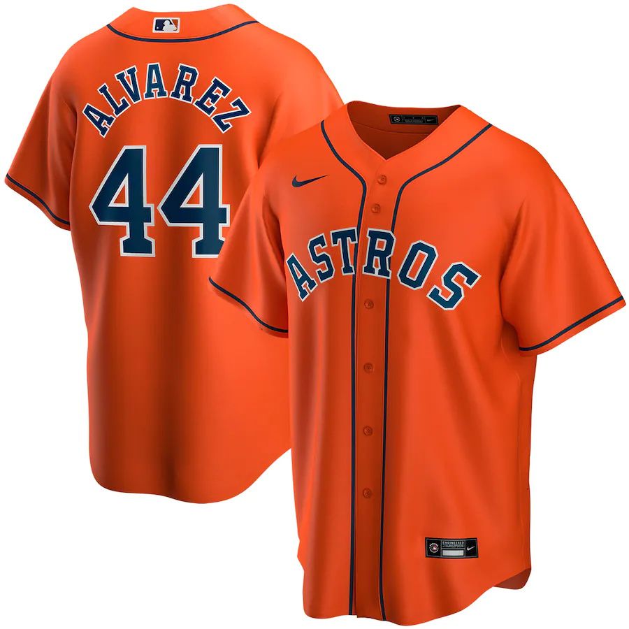 Mens Houston Astros #44 Yordan alvarez Nike Orange Alternate Replica Player MLB Jerseys->chicago white sox->MLB Jersey